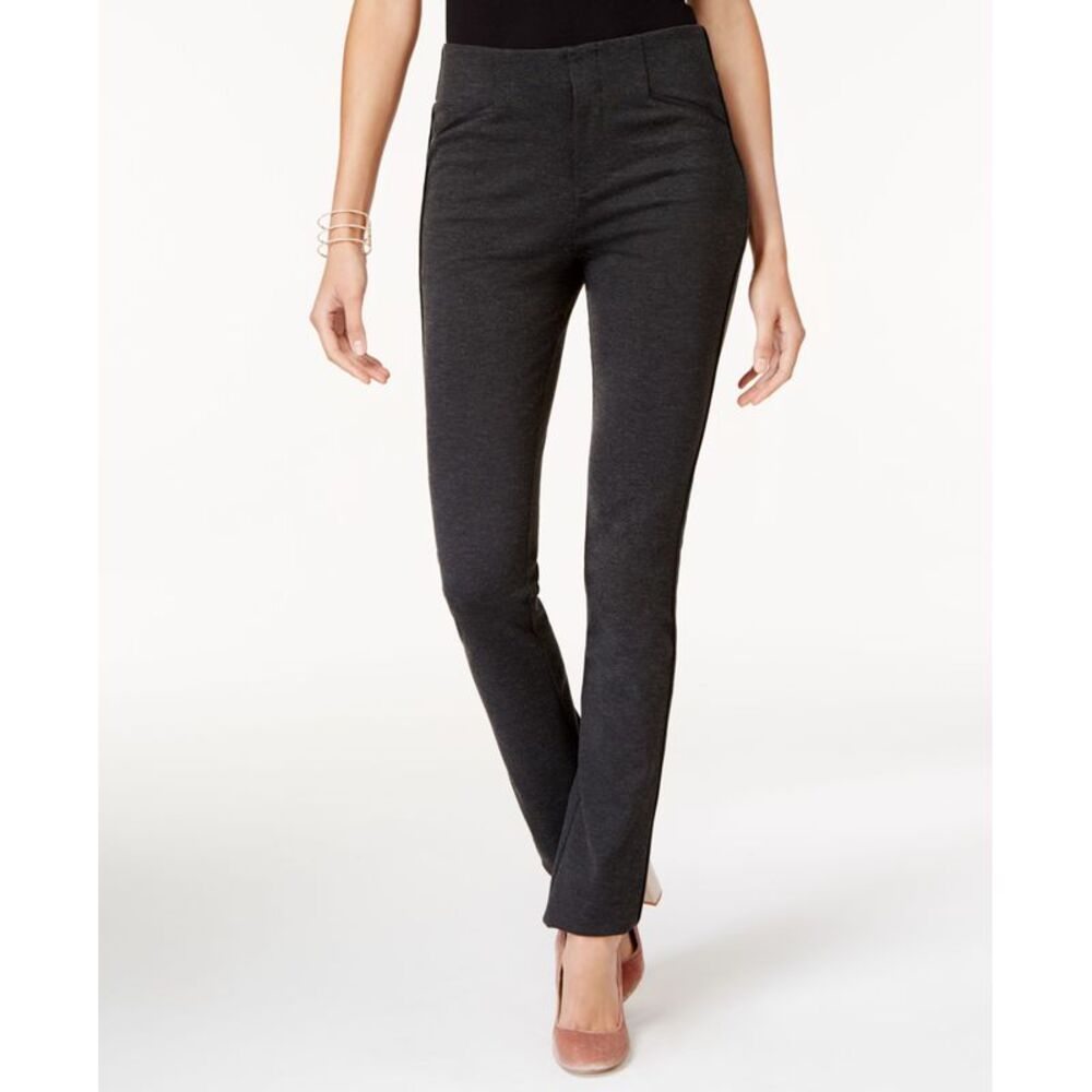 INC International Concepts Faux Leather Trim Straight Fit Pants